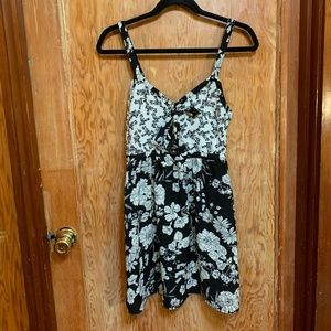 Black and White Floral Mini Dress